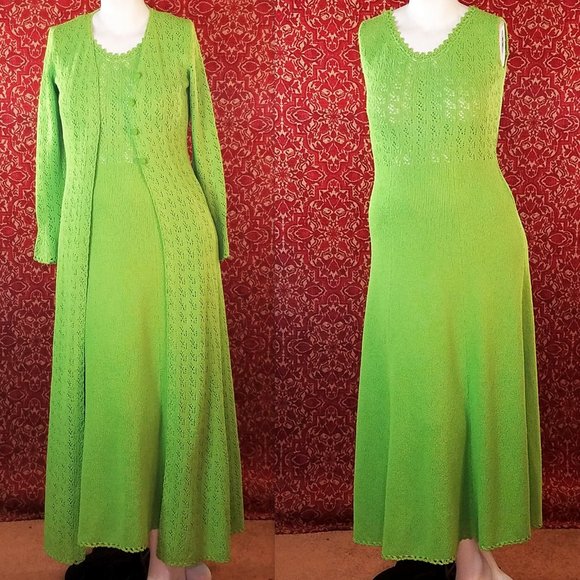 VINTAGE 2 Piece knit long dress 12